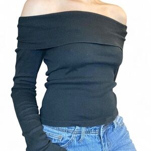 Brandy Melville Black Off-Shoulder Sweater